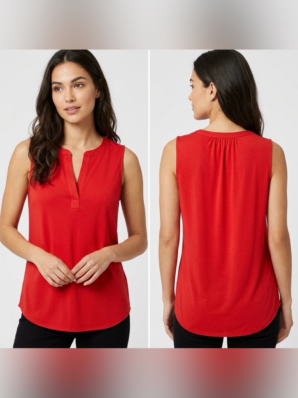 LOFT Loft Women’s Red Sleeveless Notch Neck Blouse Top Size Medium
